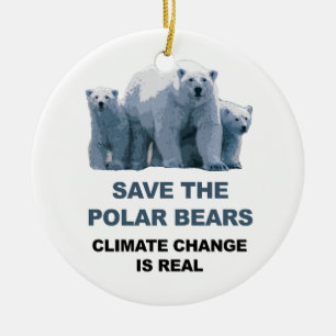 Save the Polar Bears Ceramic Ornament