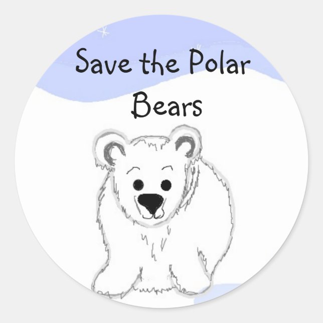 Save the Polar Bears Classic Round Sticker (Front)
