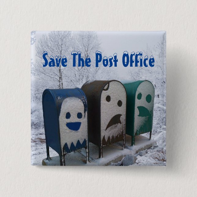 Save The Post Office 2 Inch Square Button (Front)