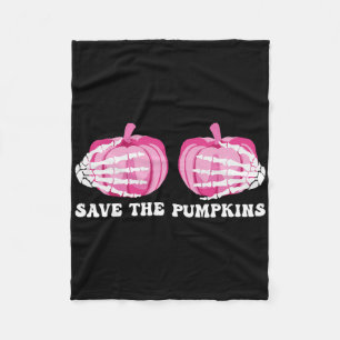 Save The Pumpkins Halloween Breast Cancer Awarenes Fleece Blanket