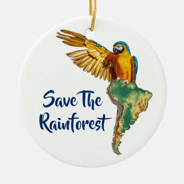 Save The Rainforest Ceramic Ornament (Front)