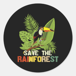 Save The Rainforest Earth Day Retro Style Classic Round Sticker