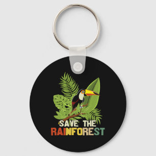 Save The Rainforest Earth Day Retro Style Keychain
