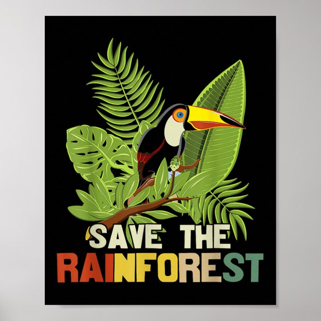 Save The Rainforest Earth Day Retro Style  Poster (Front)