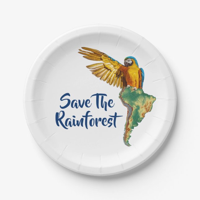 Save The Rainforest Paper Plate (Front)