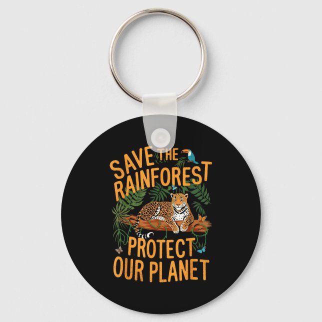 Save The Rainforest Protect Our Planet Climate Ear Keychain (Front)