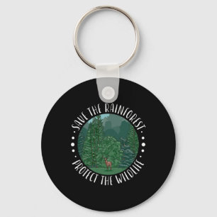 Save The Rainforest Protect The Wildlife Earth Day Keychain