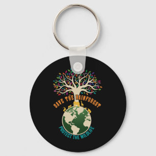 Save The Rainforest Protect The Wildlife Vintage E Keychain