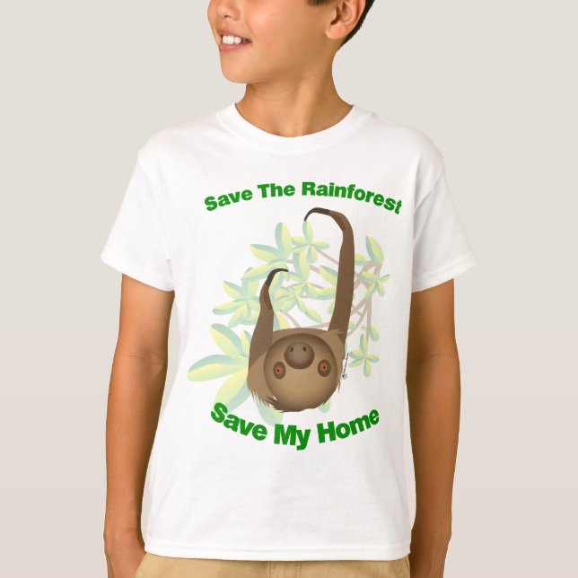 Save The Rainforest Sloth T-Shirt (Front)