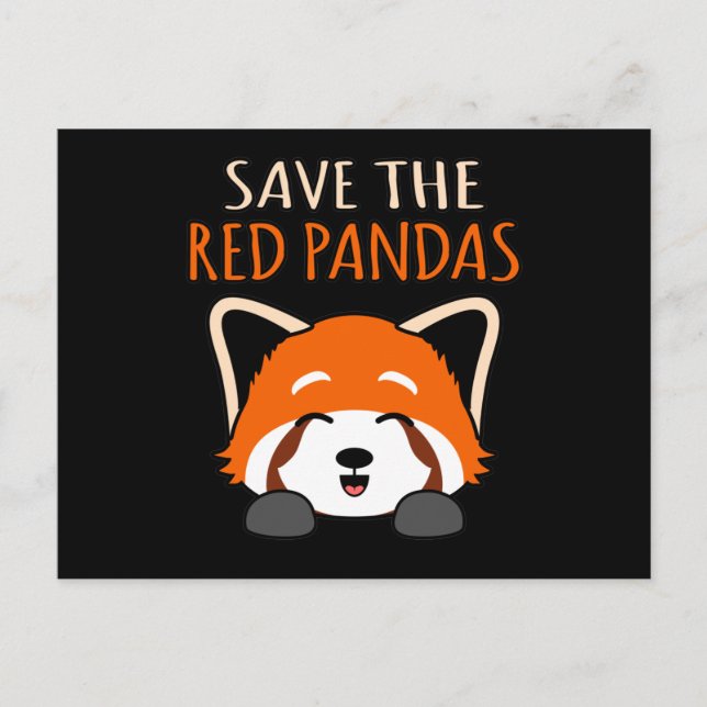 Save The Red Pandas Cute Pet Animal Panda Lover Gr Invitation Postcard (Front)