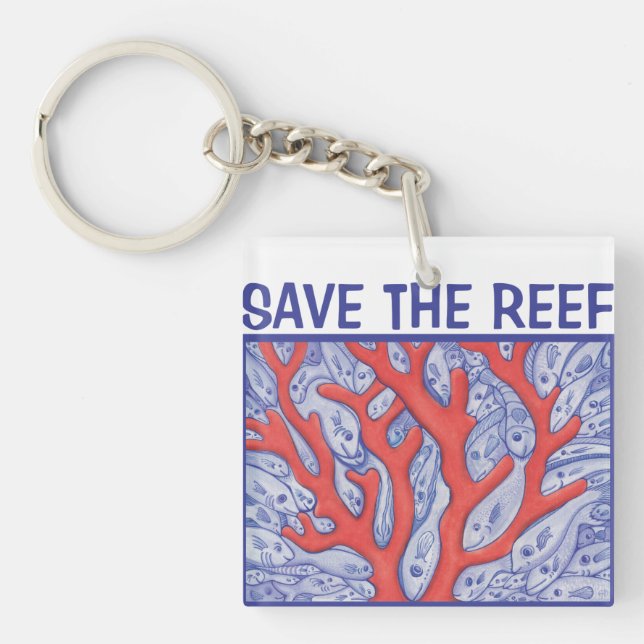 Save the Reef Happy Fish Carré Porte - clé (Devant)