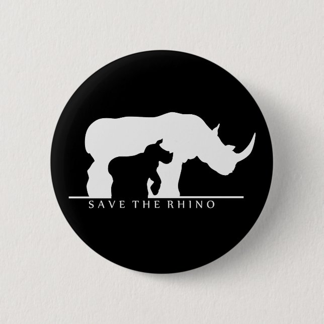 Save The Rhino 2 Inch Round Button (Front)
