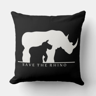 Save The Rhino Throw Pillow