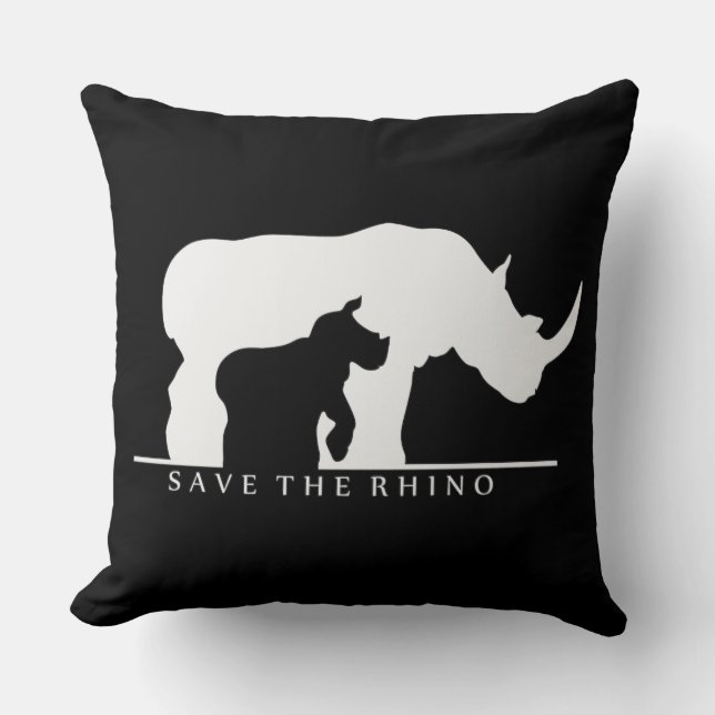 Save The Rhino Throw Pillow (Front)