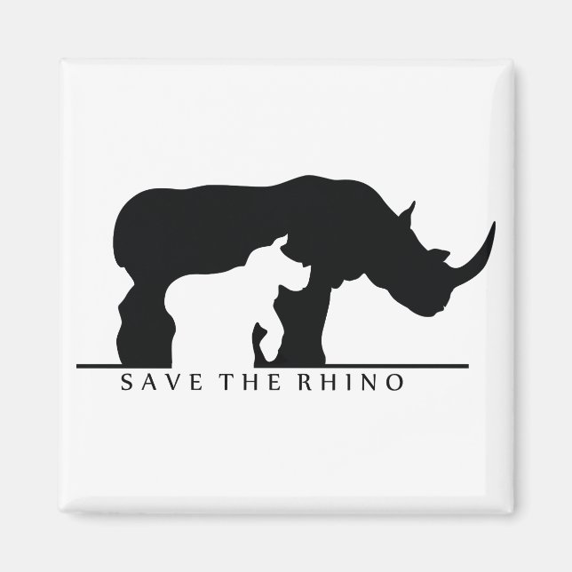 Save The Rhino (white ver.) Magnet (Front)