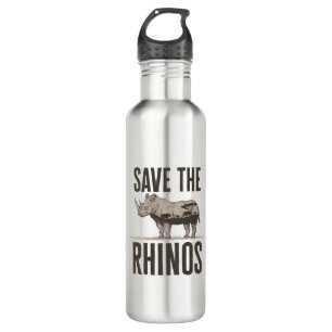 Save the Rhinos Rhino Animal Activist Conservation 710 Ml Water Bottle