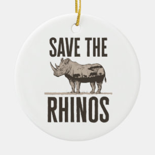 Save the Rhinos Rhino Animal Activist Conservation Ceramic Ornament