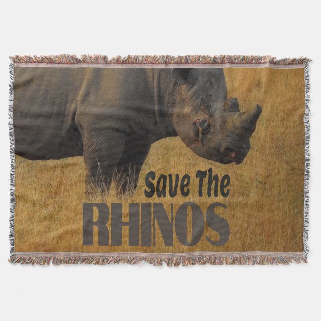 Save The Rhinos Throw Blanket (Front)