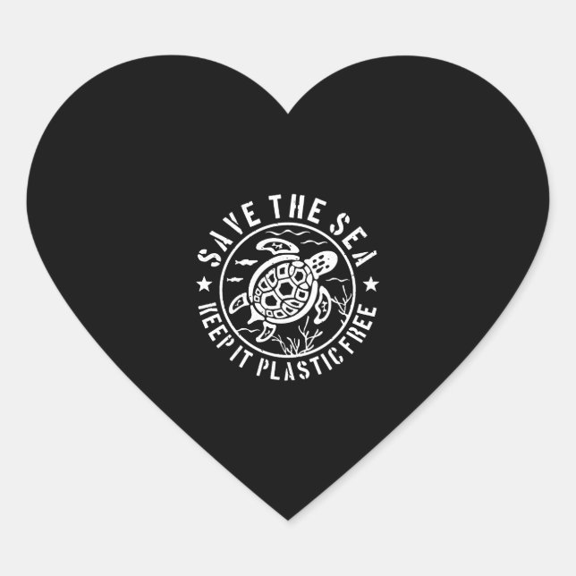 Save The Sea Keep It Plastic Free Heart Sticker (Front)