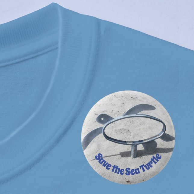 Save the Sea Turtle Disappearing Turtle Art 2 Inch Round Button (Creator Uploaded)