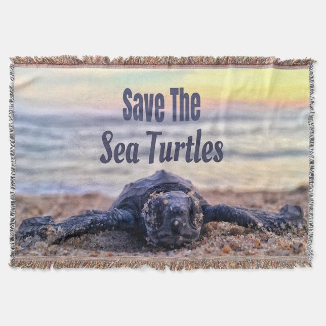 Save The Sea Turtles Throw Blanket (Front)