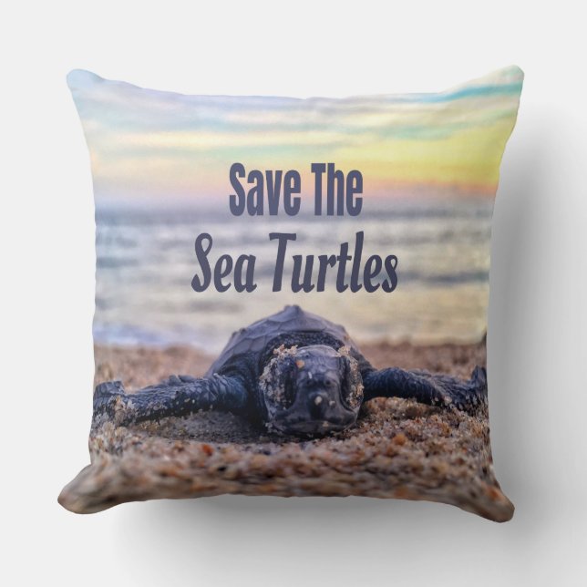 Save The Sea Turtles Throw Pillow (Front)