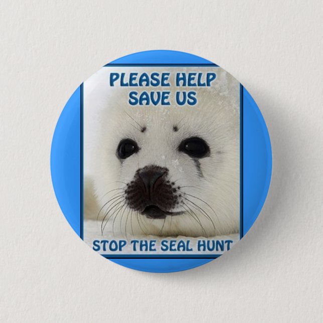 save the seals 2 inch round button (Front)