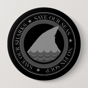 save the sharks 4 inch round button