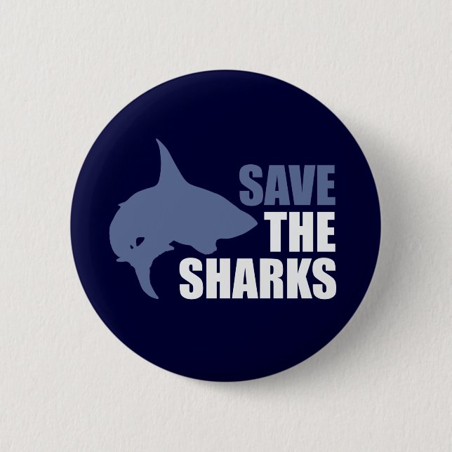 Save The Sharks, Save The Fins slogan 2 Inch Round Button (Front)