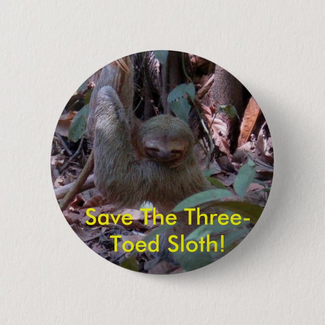 Save The Three-Toed Sloth! button (Front)