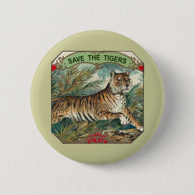 Save The Tigers 2 Inch Round Button (Front)