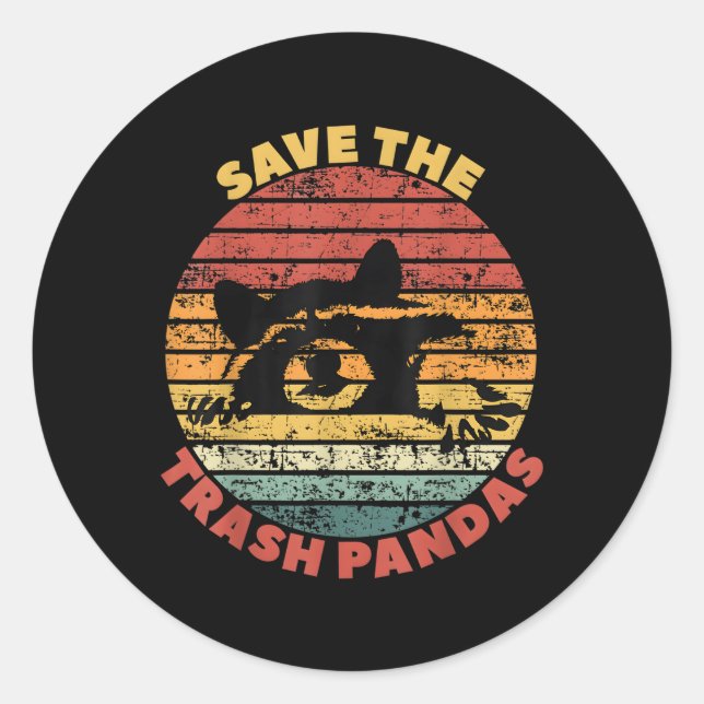 Save The Trash Pandas Raccoon Street Cats Classic Round Sticker (Front)