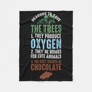 Save The Trees Environment Animal Chocolate Fleece Blanket