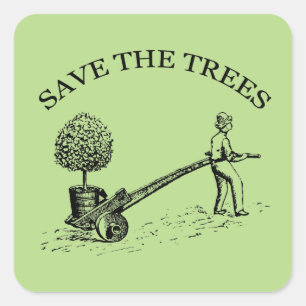 Save the Trees Vintage Illustration Sticker 2