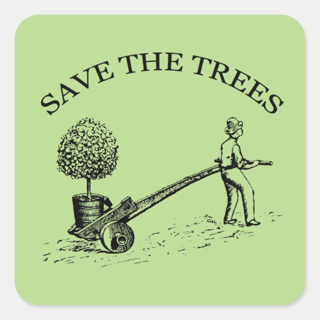 Save the Trees Vintage Illustration Sticker 2 (Front)