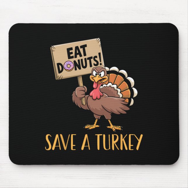 Save The Turkeys Eat Doughnuts Funny Thanksgiving  Mouse Pad (Front)
