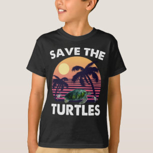 Save The Turtles Animal Rights Retro Style Sea Tur T-Shirt