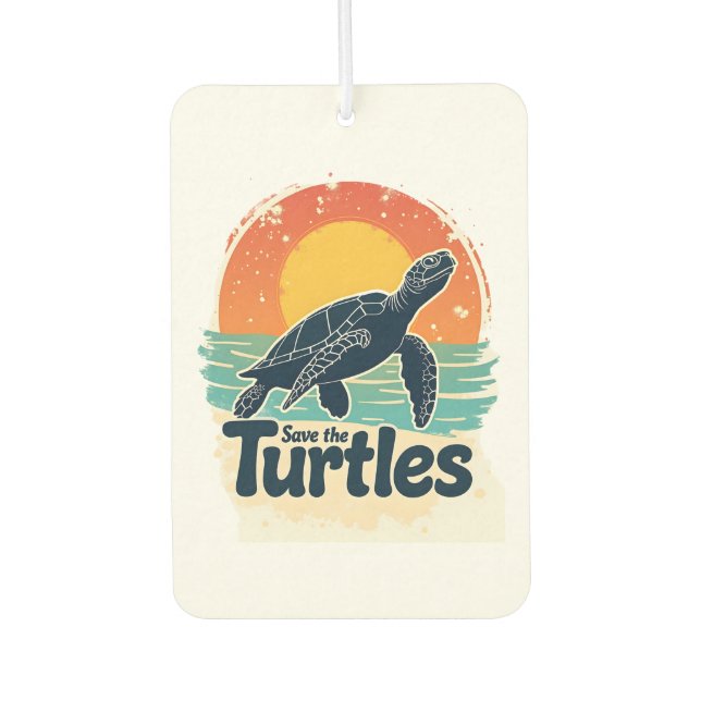 Save The Turtles Animal Rights Sea Turtle Retro St Air Freshener (Front)