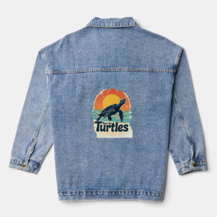 Save The Turtles Animal Rights Sea Turtle Retro St Denim Jacket