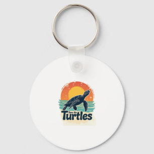 Save The Turtles Animal Rights Sea Turtle Retro St Keychain