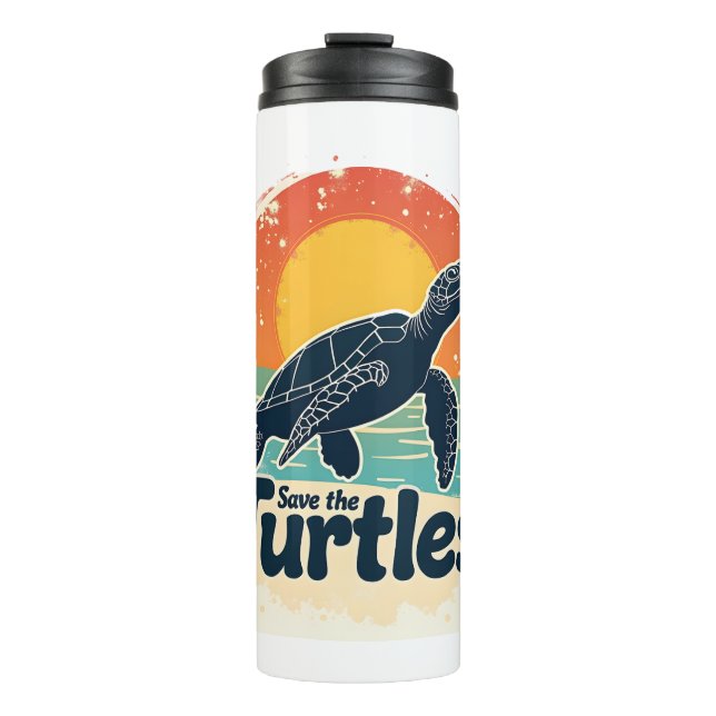 Save The Turtles Animal Rights Sea Turtle Retro St Thermal Tumbler (Front)