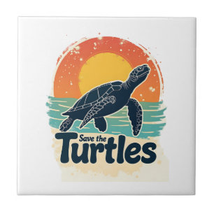 Save The Turtles Animal Rights Sea Turtle Retro St Tile