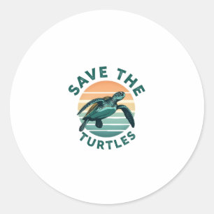 Save The Turtles Animal Turtle Pet Lover (1) Classic Round Sticker