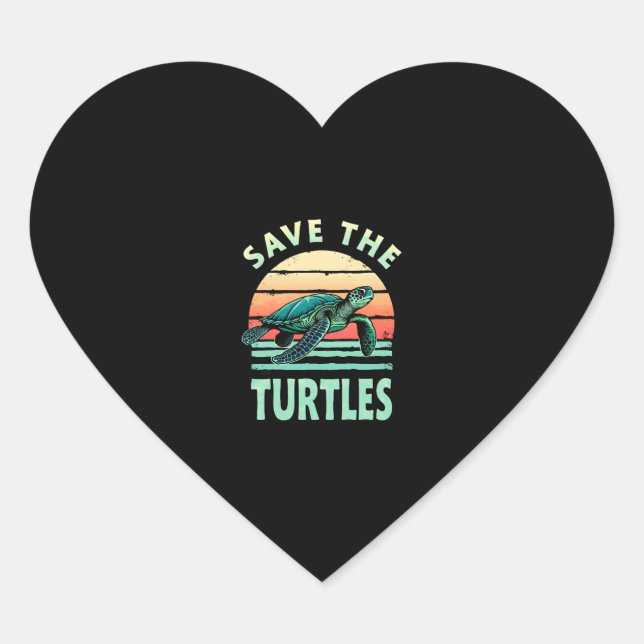 Save The Turtles Animal Turtle Pet Lover (1) Heart Sticker (Front)