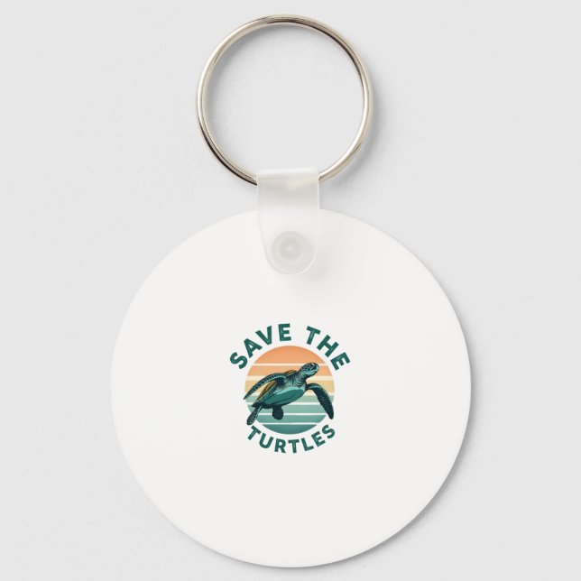 Save The Turtles Animal Turtle Pet Lover (1) Keychain (Front)