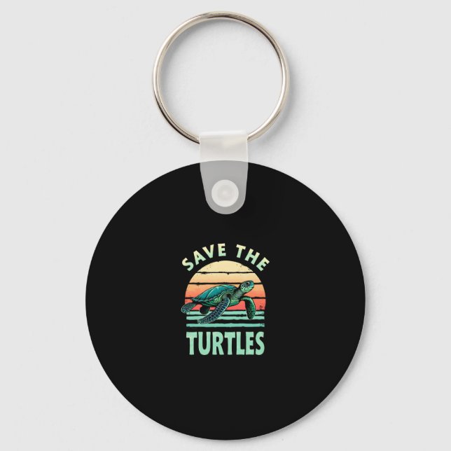 Save The Turtles Animal Turtle Pet Lover (1) Keychain (Front)