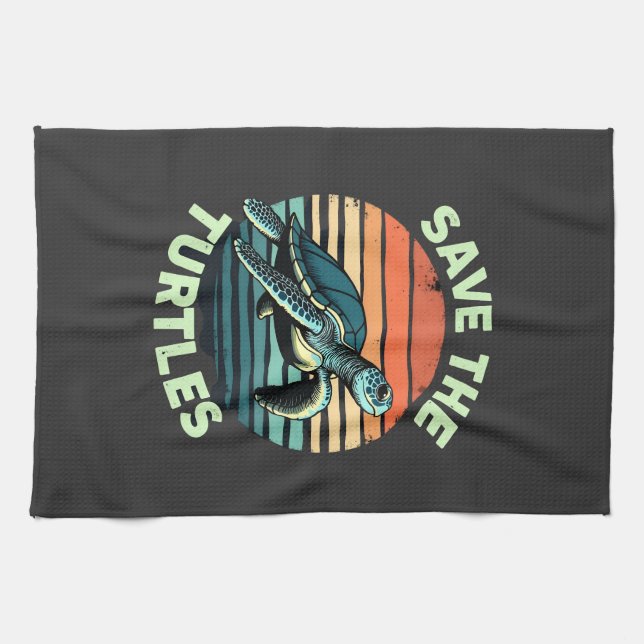 Save The Turtles Animal Turtle Pet Lover (2) Kitchen Towel (Horizontal)