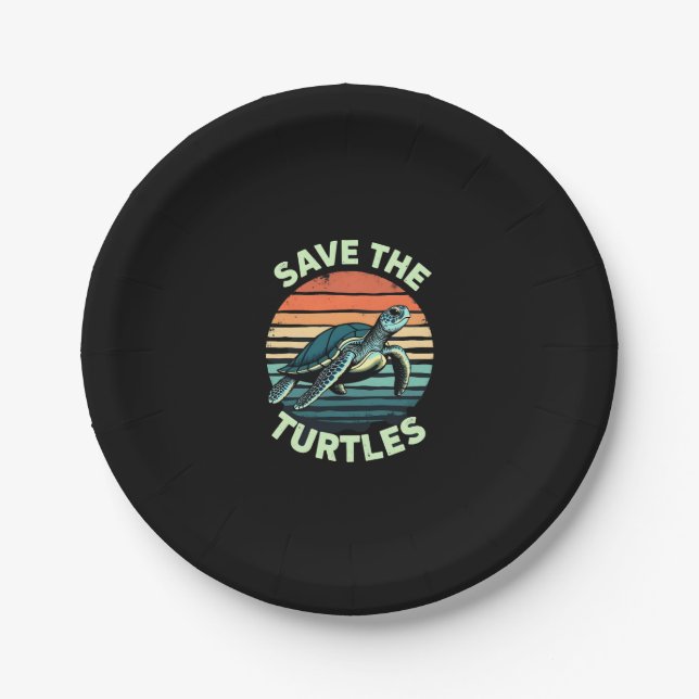 Save The Turtles Animal Turtle Pet Lover (2) Paper Plate (Front)