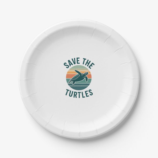 Save The Turtles Animal Turtle Pet Lover (2) Paper Plate (Front)