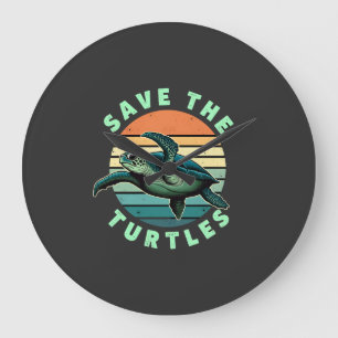Save The Turtles Animal Turtle Pet Lover (3) Large Clock